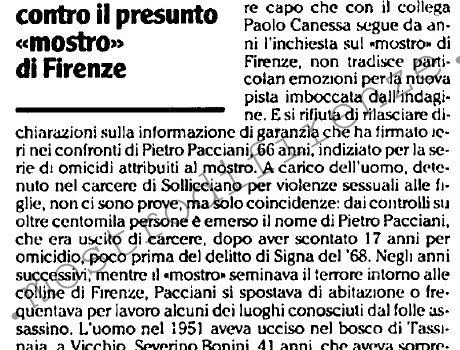 <b>31 Ottobre 1991 Stampa: L’Unità – Solo coincidenze contro il presunto “mostro” di Firenze</b>