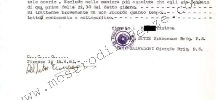 <b>15 Giugno 1981 Testimonianza di Tiziana F. del ristorante La Cesira</b>