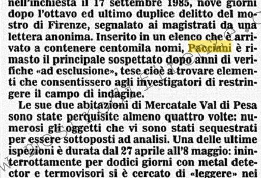 <b>28 Giugno 1992 Stampa: Corriere della Sera – Centomila indagati per 8 delitti – Un disegno smaschera il mostro?</b>