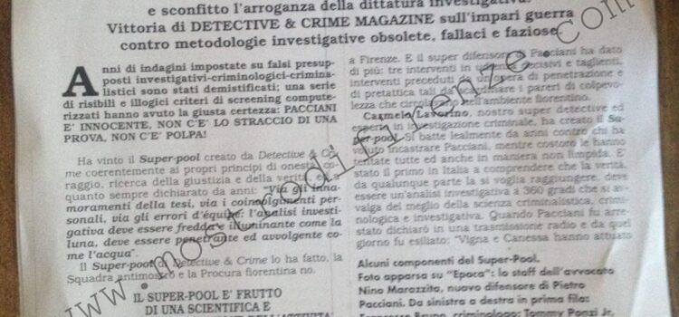 <b>30 Gennaio 1996 Stampa: Detective & Crime Magazine – Il super pool tecnico legale investigativo</b>