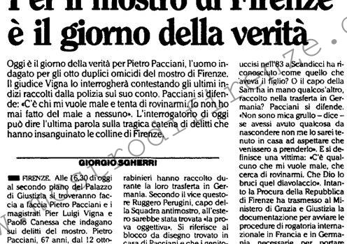 <b>15 Luglio 1992 Stampa: L’Unità – Per il mostro di Firenze è il giorno della verità</b>