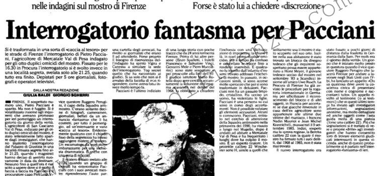 <b>16 Luglio 1992 Stampa: L’Unità – Interrogatorio fantasma per Pacciani – Sedici persone massacrate Un incubo che dura da 24 anni</b>