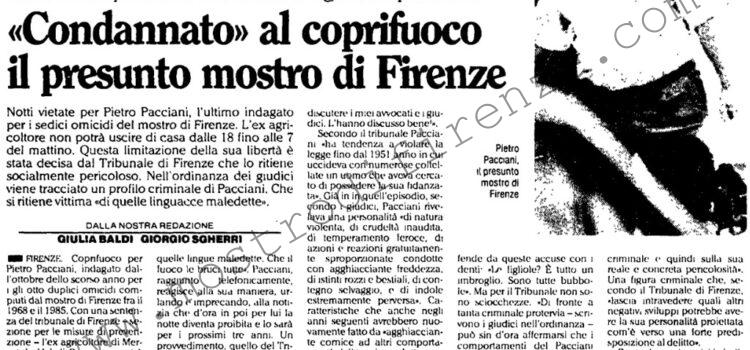 <b>2 Dicembre 1992 Stampa: L’Unità – “Condannato” al coprifuoco il presunto mostro di Firenze</b>