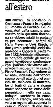 <b>20 Giugno 1992 Stampa: L’Unità – Per il Mostro indagini anche all’estero</b>