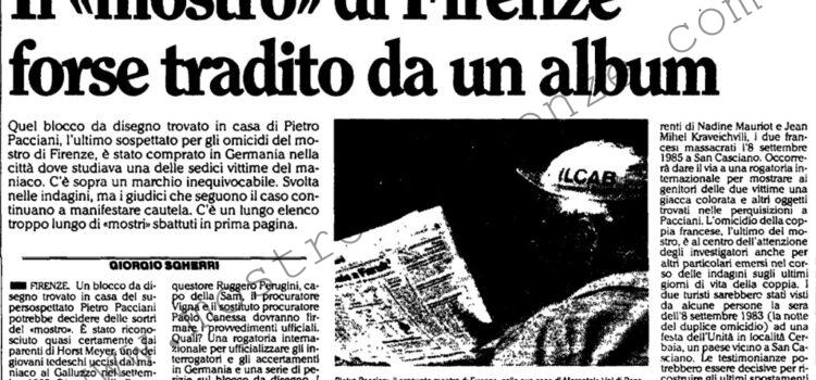 <b>3 Luglio 1992 Stampa: L’Unità – Il “mostro” di Firenze forse tradito da un album</b>