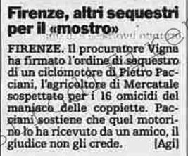 <b>12 Settembre 1992 Stampa: La Stampa – Firenze, altri sequestri per il “mostro”</b>