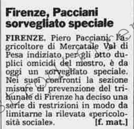 <b>2 Dicembre 1992 Stampa: La Stampa – Firenze, Pacciani sorvegliato speciale</b>
