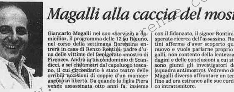 <b>20 Ottobre 1992 Stampa: La Stampa – Magalli alla caccia del mostro</b>