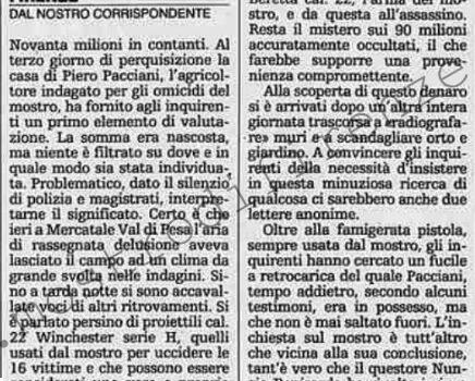 <b>30 Aprile 1992 Stampa: La Stampa – In casa Pacciani spuntano 90 milioni</b>