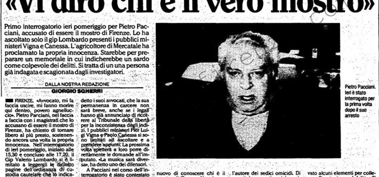 <b>19 Gennaio 1993 Stampa: L’Unità – Pacciani si difende e attacca “Vi dirò chi è il vero mostro”</b>