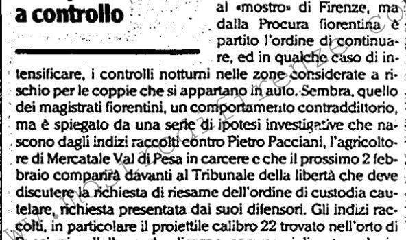 <b>29 Gennaio 1993 Stampa: L’Unità – Mostro di Firenze Zone a rischio sottoposte a controllo</b>