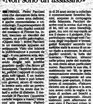 <b>12 Febbraio 1993 Stampa: L’Unità – Le memorie di Pacciani pubblicate su una rivista “Non sono un assassino”</b>