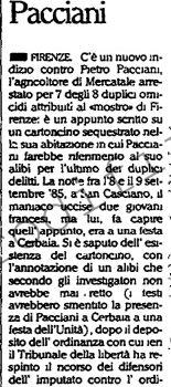 <b>6 Febbraio 1993 Stampa: L’Unità – Altro indizio contro Pacciani</b>
