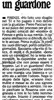 <b>4 Maggio 1994 Stampa: L’Unità – Primo show di Pacciani: non sono un guardone – Pacciani primo attore in aula</b>
