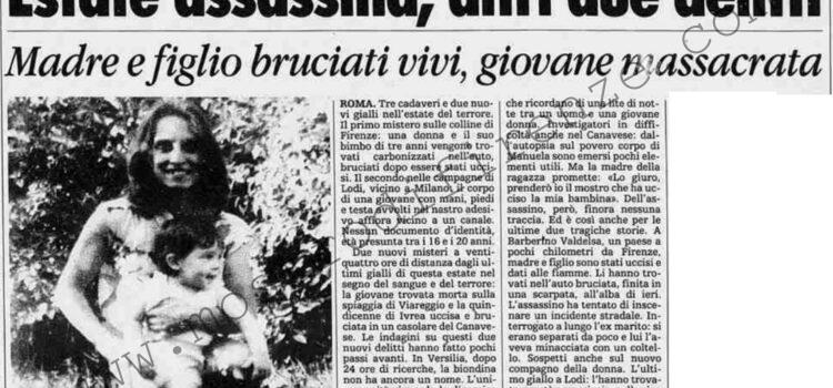 <b>21 Agosto 1993 Stampa: La Stampa – Estate assassina, altri due delitti – Madre e figlio uccisi e dati alle fiamme</b>