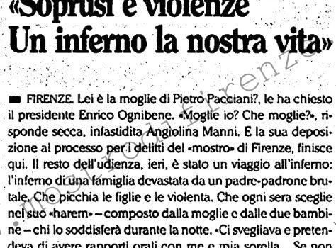 <b>26 Maggio 1994 Stampa: L’Unità – Le figlie di Pacciani: “Soprusi e violenze Un inferno la nostra vita”</b>