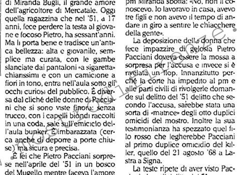 <b>8 Giugno 1994 Stampa: L’Unità – Al processo Pacciani parla l’ex fidanzata Giorno no per il pm</b>