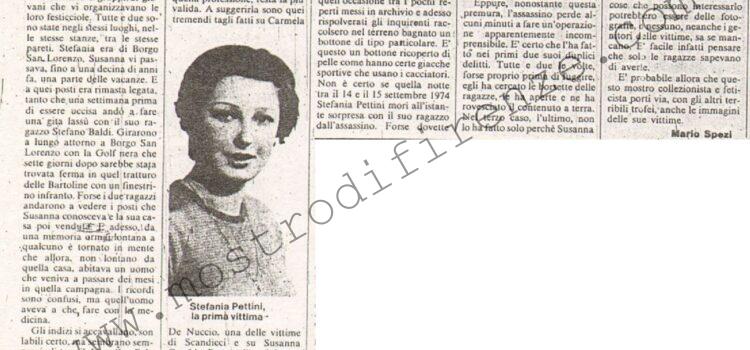 <b>2 Novembre 1981 Stampa: Susanna e la prima vittima del maniaco frequentarono la stessa casa nel Mugello</b>