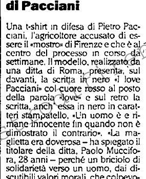 <b>8 Luglio 1994 Stampa: L’Unità – Firenze, una t-shirt in difesa di Pacciani</b>