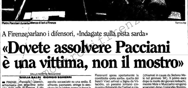 <b>25 Ottobre 1994 Stampa: L’Unità – “Dovete assolvere Pacciani è una vittima, non il mostro”</b>
