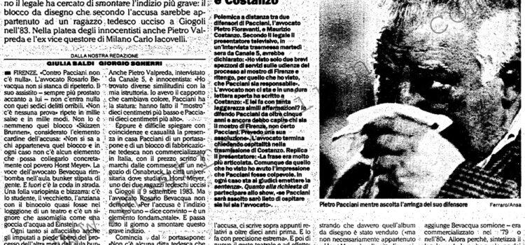 <b>27 Ottobre 1994 Stampa: L’Unità – La difesa: “Contro Pacciani nessuna prova”</b>