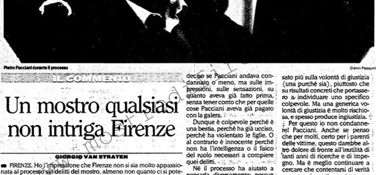 <b>31 Ottobre 1994 Stampa: L’Unità – Un mostro qualsiasi non intriga Firenze – Ancora riuniti, senza tv</b>