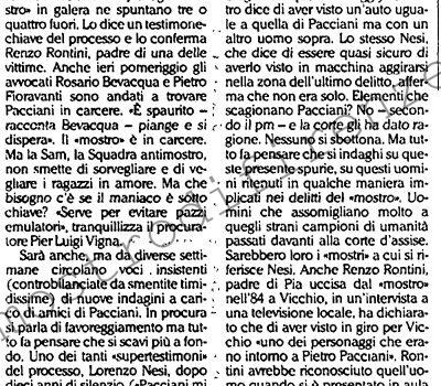 <b>4 Novembre 1994 Stampa: L’Unità – Pietro Pacciani agì da solo? Vigna: indaghiamo</b>