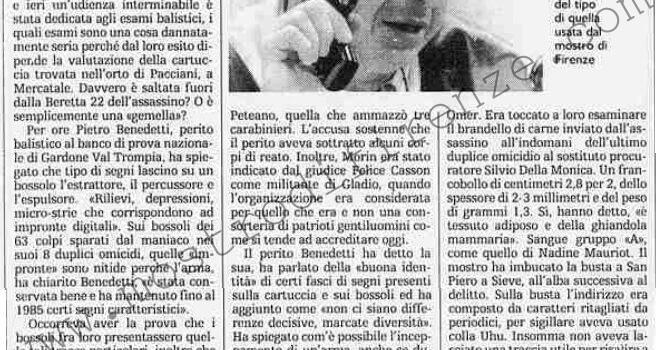 <b>5 Luglio 1994 Stampa: La Stampa – Un bossolo inchioda Pacciani</b>