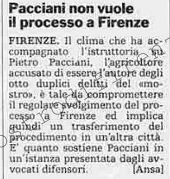 <b>12 Gennaio 1994 Stampa: La Stampa – Pacciani non vuole il processo a Firenze</b>