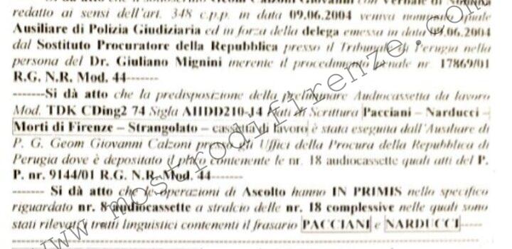 <b>16 Giugno 2004 Trascrizione parziale delle cassette consegnate da Dorotea Falso</b>