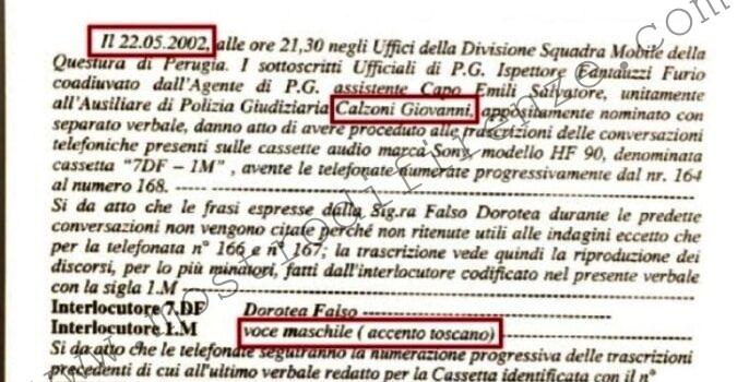 <b>22 Maggio 2002 Trascrizione della cassetta 7DF – 1M consegnata da Dorotea Falso</b>