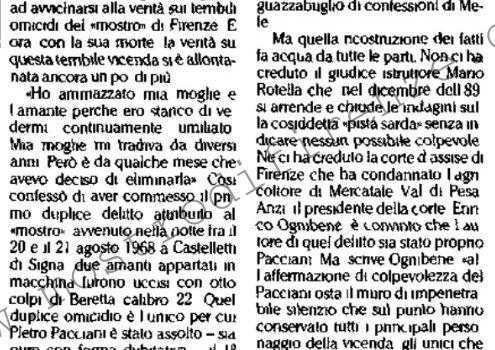 <b>12 Maggio 1995 Stampa: L’Unità – “Mostro” di Firenze muore Stefano Mele</b>