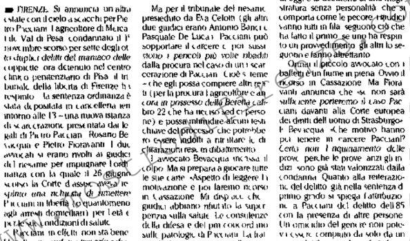 <b>2 Agosto 1995 Stampa: L’Unità – “Pacciani reti in cella”</b>