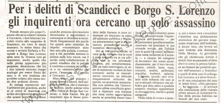 <b>14 Giugno 1981 Stampa: La Nazione – Per i delitti di Scandicci e Borgo S. Lorenzo gli inquirenti ora cercano un solo assassino</b>