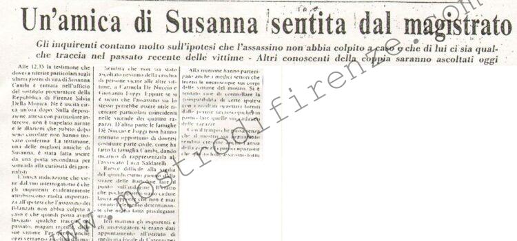 <b>4 Novembre 1981 Stampa: La Nazione – Un’amica di Susanna sentita dal magistrato</b>