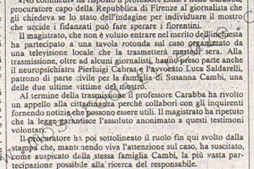 <b>7 Novembre 1981 Stampa: La Nazione – Contro il mostro un nuovo appello</b>