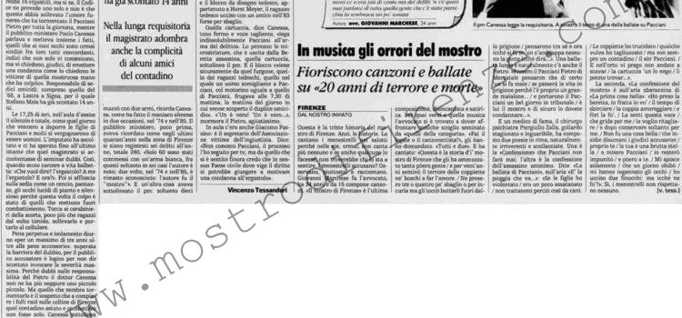 <b>20 Ottobre 1994 Stampa: La Stampa – “Carcere a vita per Pacciani”</b>