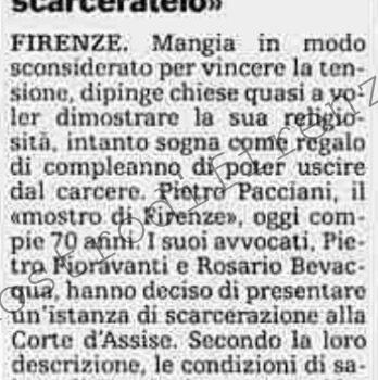 <b>7 Gennaio 1995 Stampa: La Stampa – “Pacciani è grave scarceratelo”</b>