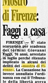 <b>1 Novembre 1996 Stampa: Corriere della Sera – Faggi a casa</b>