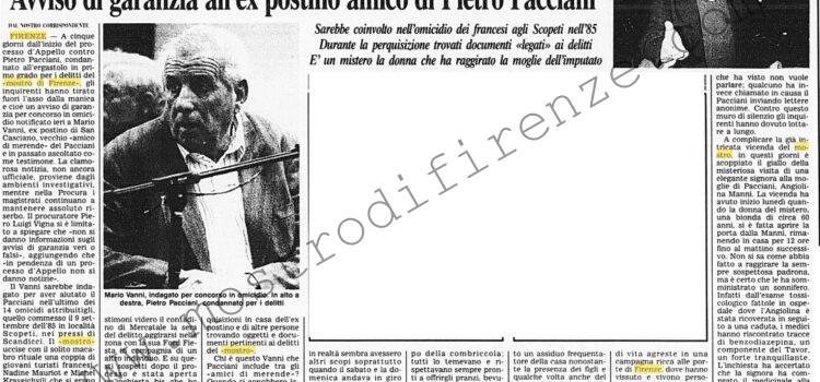 <b>25 Gennaio 1996 Stampa: Corriere della Sera – “Vanni è complice del mostro”</b>