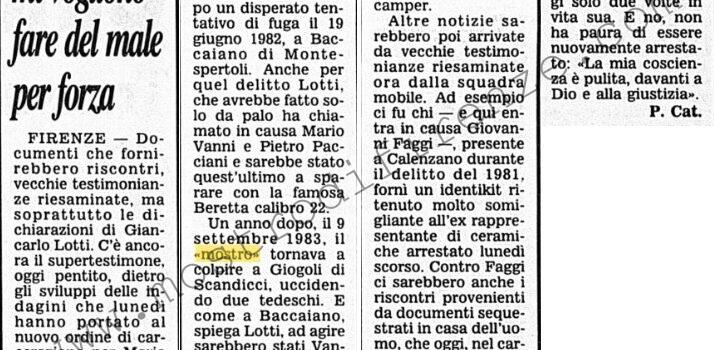 <b>3 Luglio 1996 Stampa: Corriere della Sera – Pacciani: mi vogliono fare del male per forza</b>
