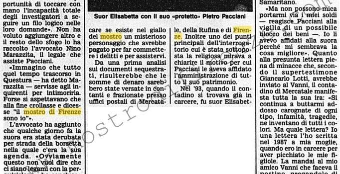 <b>5 Luglio 1996 Stampa: Corriere della Sera – L’ira della suora sulla polizia</b>