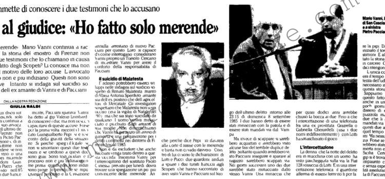 <b>17 Febbraio 1996 Stampa: L’Unità – Vanni al giudice: “Ho fatto solo merende”</b>
