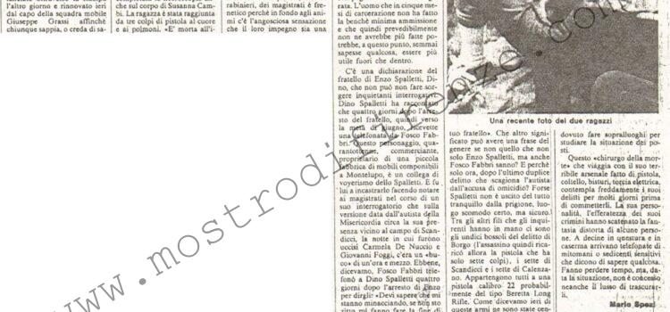 <b>26 Ottobre 1981 Stampa: La Nazione – Angosciose indagini contro il tempo per scoprire l’assassino dei fidanzati – Un lutto fatto di paura – Nelle nostre campagne da nebbie lontane</b>