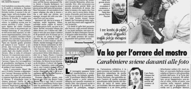 <b>27 Aprile 1994 Stampa: La Stampa – “Pacciani, un’esca per il vero killer” – Va ko per l’orrore del mostro – La foto choc al processo Sviene carabiniere</b>