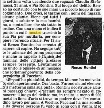 <b>12 Febbraio 1996 Stampa: Corriere della Sera – “Uccise mia figlia Per me il mostro è Pietro Pacciani”</b> <b>12 Febbraio 1996 Stampa: Corriere della Sera – “Uccise mia figlia Per me il mostro è Pietro Pacciani”</b>