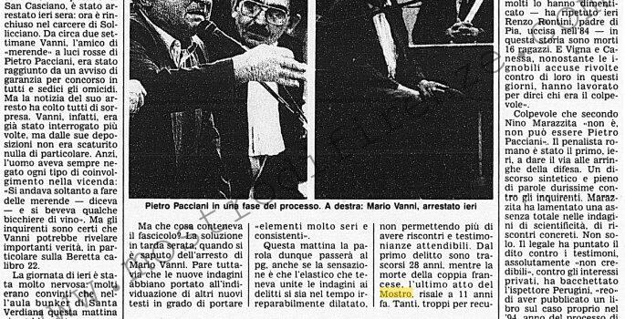 <b>13 Febbraio 1996 Stampa: Corriere della Sera – Arrestato l’amico di Pacciani</b>