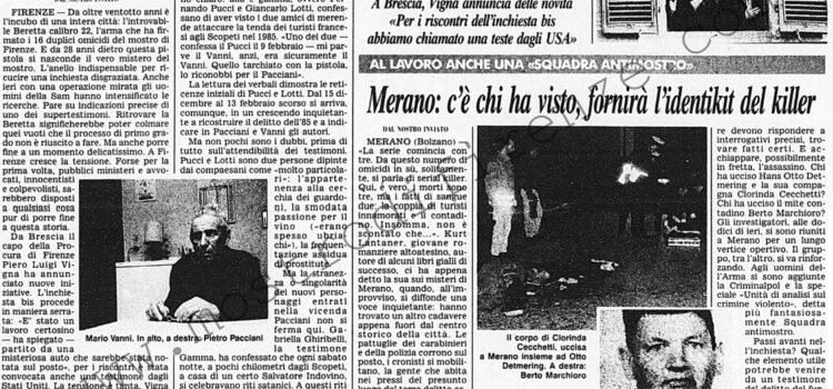 <b>18 Febbraio 1996 Stampa: Corriere della Sera – Caccia alla Beretta del mostro</b>