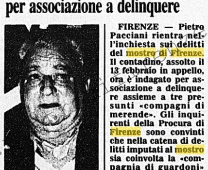 <b>21 Maggio 1996 Stampa: Corriere della Sera – Pacciani torna nei guai: indagato per associazione a delinquere</b>