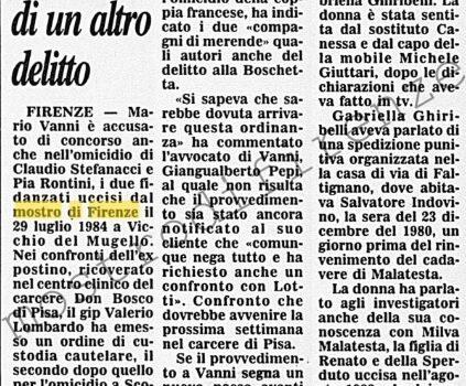 <b>24 Marzo 1996 Stampa: Corriere della Sera – Vanni accusato di un altro delitto</b>